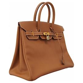 Hermès-Hermes Birkin 35 Handbag in Gold Courchevel Leather-Golden
