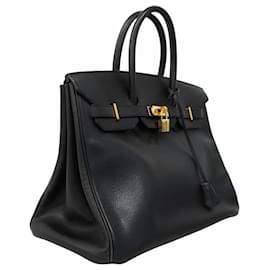 Hermès-Hermes Birkin 35 Handbag in Black Ardennes Leather-Black