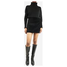 Autre Marque-Black velvet diamond-quilted mini skirt - size S-Black