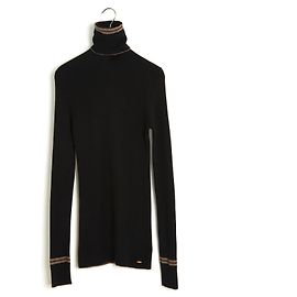 Chanel 2009 Schwarzer Kaschmir-Pullover mit Rollkragen FR38 UK10 US8 Schwarz