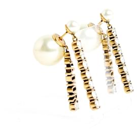 Dior-Christian Dior Tribal J Adior Golden Earrings Pearls Studs-Golden