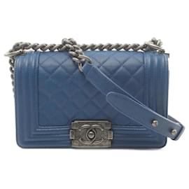 Chanel-Chanel Boy Chanel Small Chevron V-Stitch Shoulder Bag-Blue