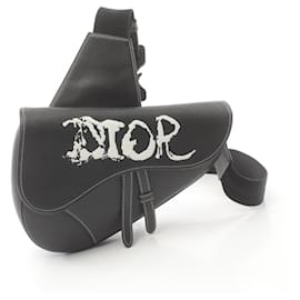 Christian Dior-Christian Dior Dior x Peter Doig Saddle Bag Waist Body Leather-Black,White