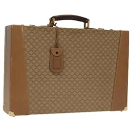 Céline-CELINE Attache Case Macadam Canvas Trunk Beige Gold Auth 96234-Black,Golden