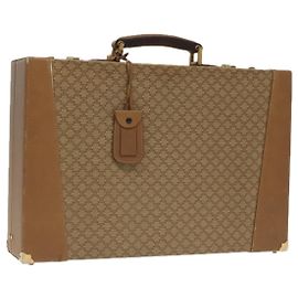 Céline CELINE Mallette Attache Macadam Toile Beige Or Auth 96234 Noir Doré