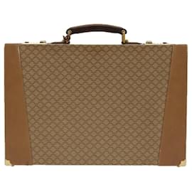 Céline-CELINE Attache Case Macadam Canvas Trunk Beige Gold Auth 96234-Black,Golden