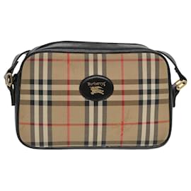 Autre Marque-Burberrys Nova Check Shoulder Bag Canvas Beige Gold Auth 95792-Beige,Golden