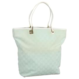 Gucci-GUCCI GG Canvas Tote Bag Light Blue Gold 002 1098 Auth 98095-Golden,Light blue