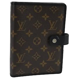 Louis Vuitton-LOUIS VUITTON Monogram Macassar Agenda MM Day Planner Cover R21084 Auth 96736-Monogram