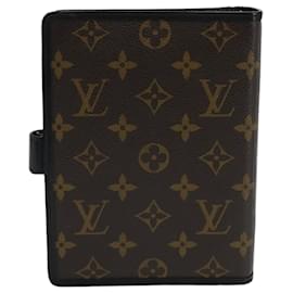 Louis Vuitton-LOUIS VUITTON Monogram Macassar Agenda MM Day Planner Cover R21084 Auth 96736-Monogram