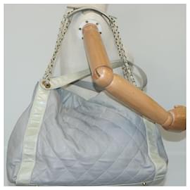 Chanel-CHANEL Chain Shoulder Bag Leather 2way Gray Gold CC Auth 96778-Brown,Golden