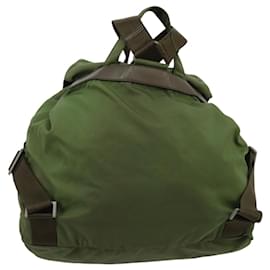 Prada-PRADA Backpack Nylon Khaki Silver Auth 97890-Silvery,Khaki