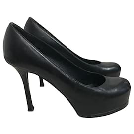Saint Laurent-SAINT LAURENT Heels T.EU 38 Leather-Black