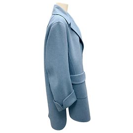 Ermanno Scervino Light Blue 2024 Single Breasted Wool Coat Blue