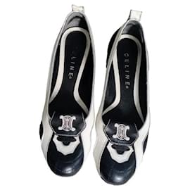 Céline Celine leather ballerinas Black White