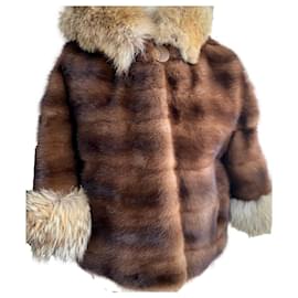 Autre Marque-Short mink jacket trimmed with fox-Brown