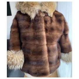Autre Marque-Short mink jacket trimmed with fox-Brown