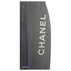 Chanel-Chanel 03P Vintage Monogram Logo CC Black Mesh Sport Jacket FR 44-Black