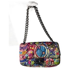 Borsa a spalla Chanel in seta multicolore Multicolore