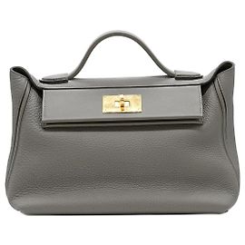 Sac Hermès 24/24 en cuir Togo Étain Gris