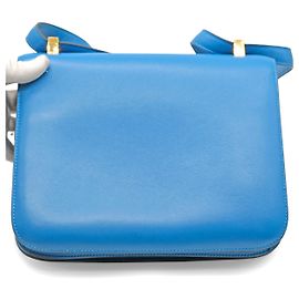 Bolsa Hermès Constance 24 em couro Evercolor azul Zanzibar Azul