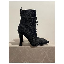 MANOLO BLAHNIK Ankle boots T.EU 38 Cloth Black