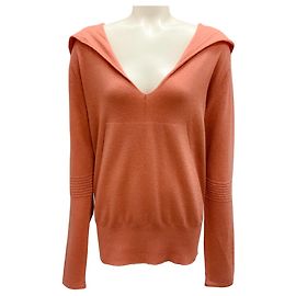 Suéter de cachemira de punto con capucha Rick Owens Rust Cyclamen Babel Primavera Verano 2019 Roja