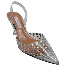 Aquazzura-Aquazzura Silver Starburst PVC Slingback Pumps-Silvery