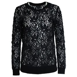 Theory, black lace top Black