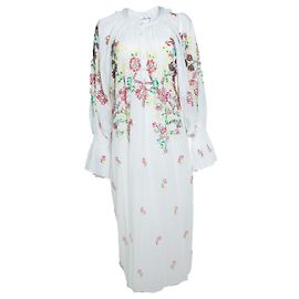 Antik Batik, vestido maxi branco com bordado Branco