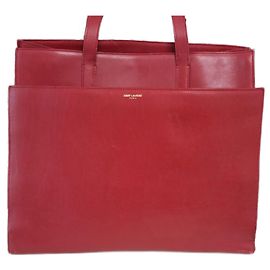 Borsa Tote Yves Saint Laurent in pelle rosso scuro Bordò