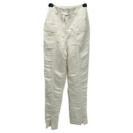 Maje AJE Pantalon T.UK 8 Lin Blanc