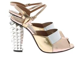 Fendi-FENDI  Sandals T.EU 37 Leather-Golden