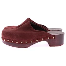 Autre Marque-NON SIGNE / UNSIGNED  Mules & clogs T.EU 39 Leather-Dark red