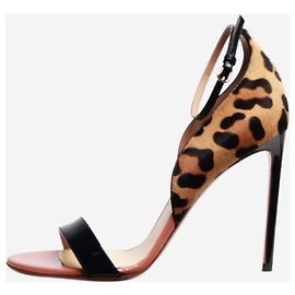 Francesco Russo Black animal print sandal heels - size EU 38.5 Black