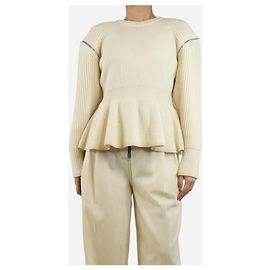 Alexander Mcqueen Creme Peplum-Pullover - Größe XXL Roh