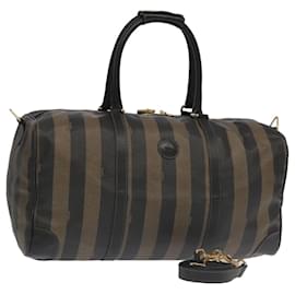 Fendi-Sac Boston en toile Pecan FENDI en cuir PVC 2 en 1 marron Auth 97528-Marron