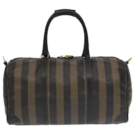 Fendi-Sac Boston en toile Pecan FENDI en cuir PVC 2 en 1 marron Auth 97528-Marron