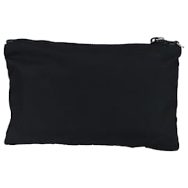 Prada-PRADA Clutch Bag Nylon Black Silver Auth 96997-Black,Silvery