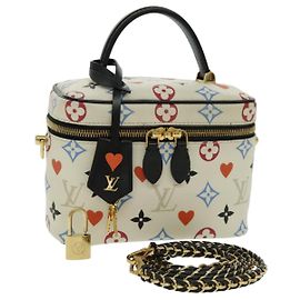 LOUIS VUITTON Monogram Game On Vanity PM Handtasche Weiß M57458 LV Auth 95384SA Weiß