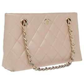 Chanel-CHANEL Matelasse Chain Hand Bag Leather Pink Silver CC Auth bs19287-Silvery,Pink