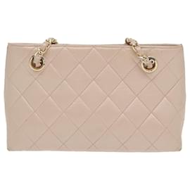 Chanel-CHANEL Matelasse Chain Hand Bag Leather Pink Silver CC Auth bs19287-Silvery,Pink