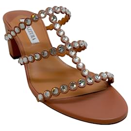 Aquazzura-Aquazzura Powder Pink Tequila 50 Sandals-Beige