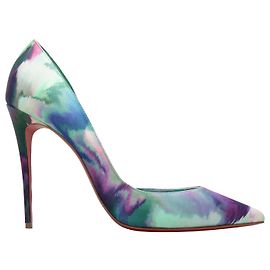 Blue & Multicolor Christian Louboutin Iriza 100 Watercolor Print Pumps Size 40 Blue
