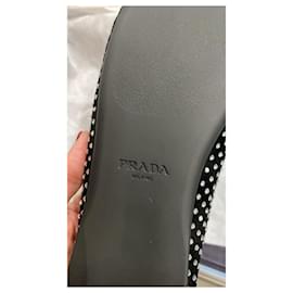 Prada-Suede ballerina flats with crystals-Black