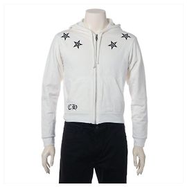 Hoodie mit Reißverschluss und Dagger-Sternlogo von Chrome Hearts Weiß