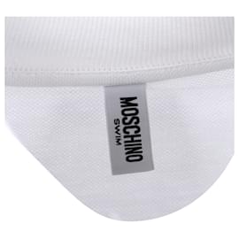Moschino- Moschino Logo Patch Polo Shirt in White Cotton-White