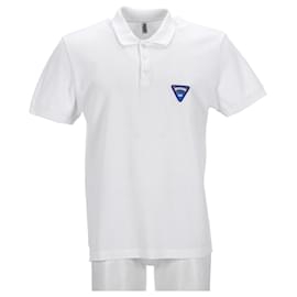 Moschino- Moschino Logo Patch Polo Shirt in White Cotton-White