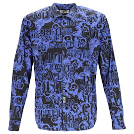 Versace- Versace Jeans Couture Baroque Print Shirt in Blue Cotton-Blue