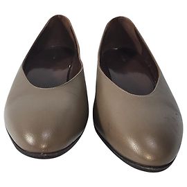 The Row Almond Kitten Heel Pumps in Brown Leather Brown